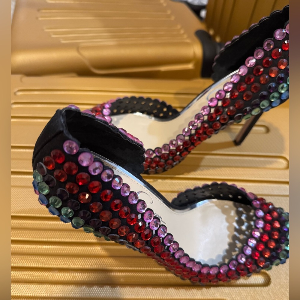 Jessica Simpson Black Suede Rhinestone Pumps